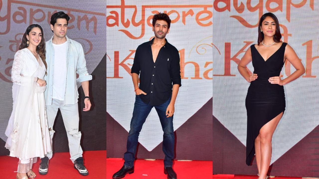 Ahead of the theatrical release of 'Satyaprem Ki Katha', the makers hosted a grand screening for the members of the film industry. From lead actors Kartik and Kiara to celebs like Tiger Shroff, Pooja Hegde, and Mrunal Thakur were seen at the special screening