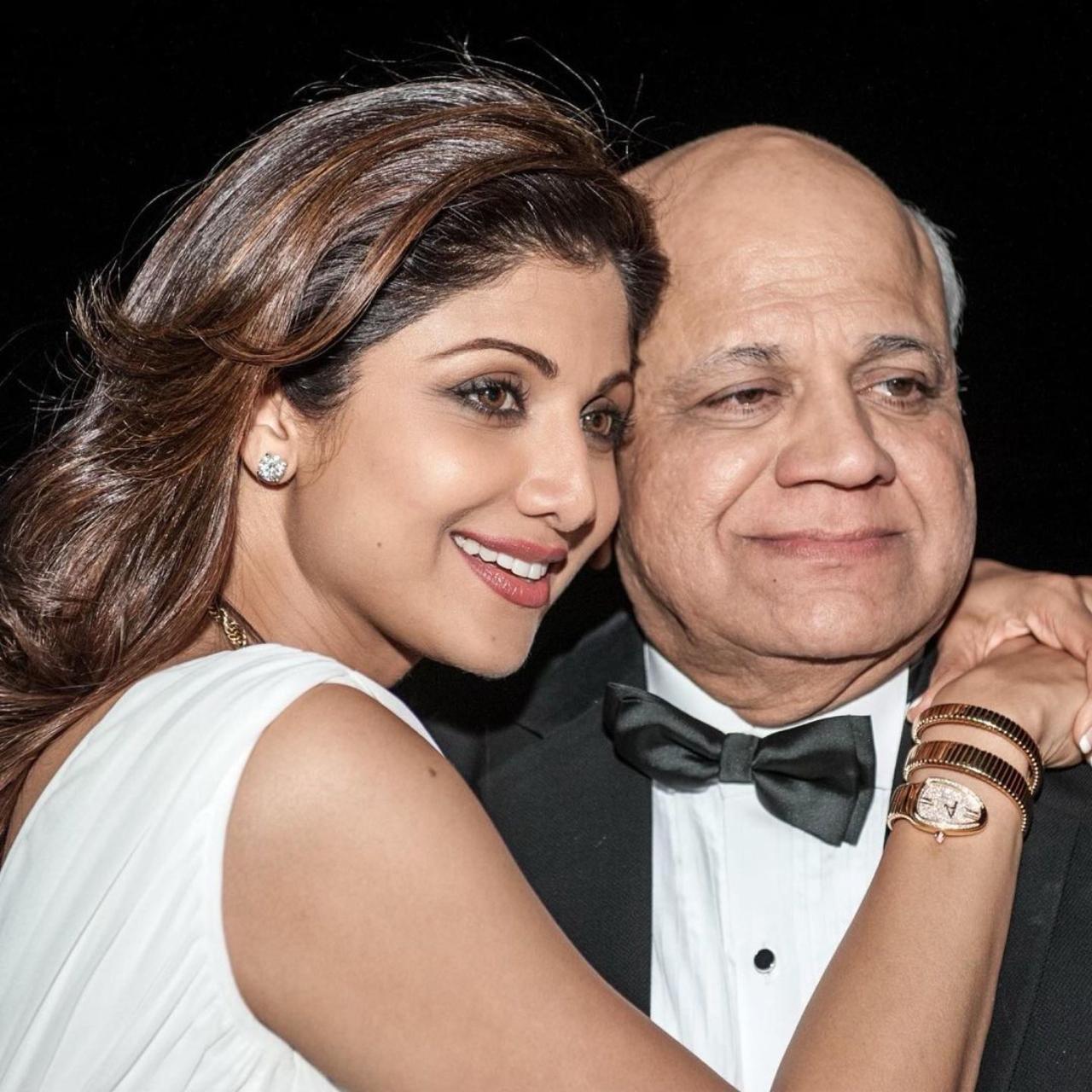 An old picture of Shilpa Shetty with her dad Surendra Shetty. He passed away in October 2016