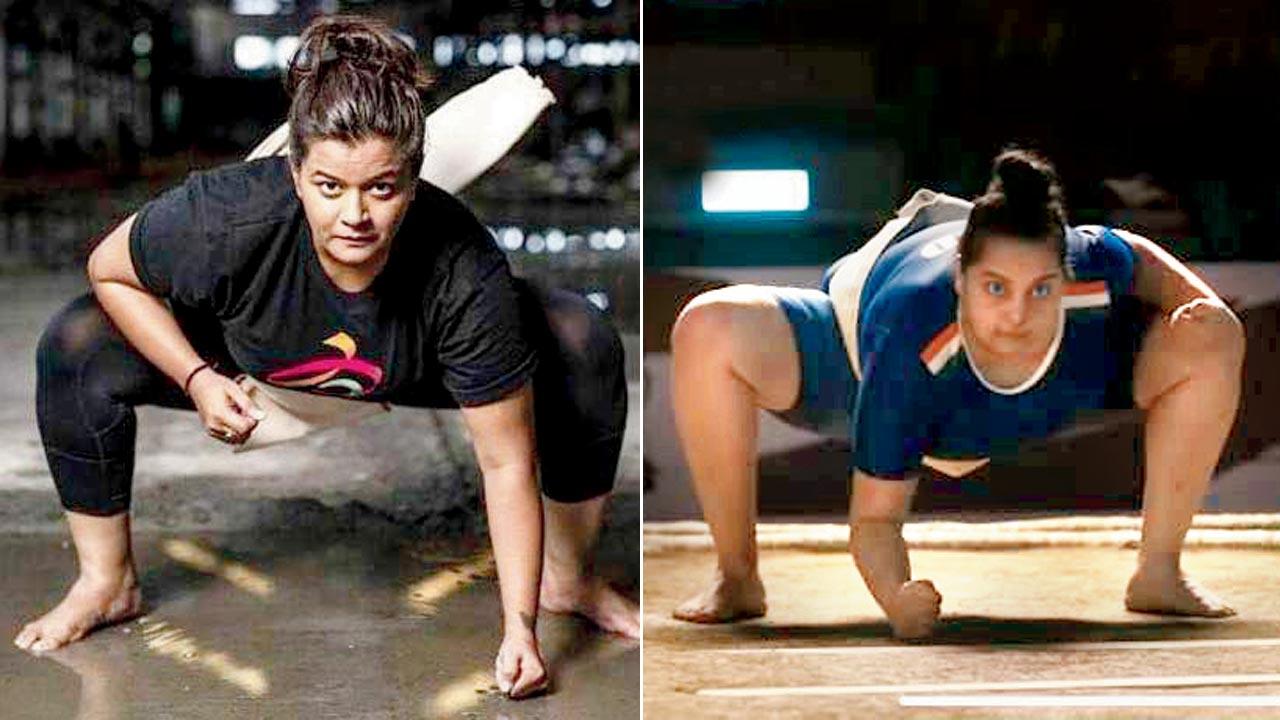 Shriyam Bhagnani (right) plays sumo wrestler Hetal Dave (left) 