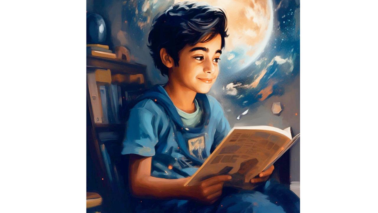 Anay reads about space