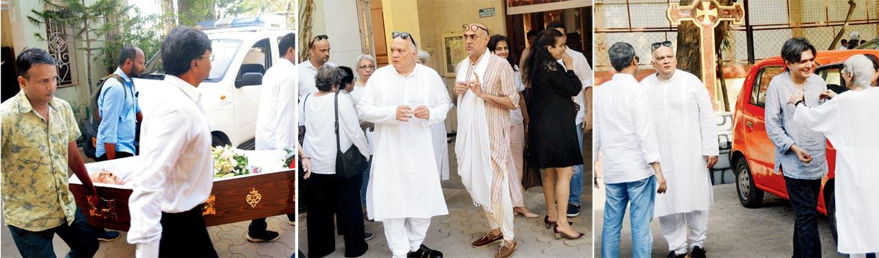 Friends and relatives at the funeral of Sylvester daCunha at RC Church, Colaba, on Wednesday. Pic/Sayyed Sameer Abedi