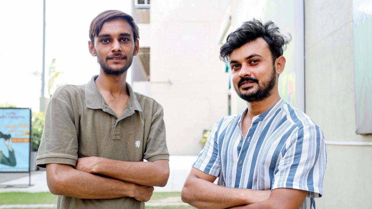 (From left) Gurugram-based Vikas Sahu, 25, and Nishant Sharma, 32, are the co-founders of Gitagpt.in. Material from bestselling books and texts that referenced the Bhagavad Gita were fed into the AI chatbots that they created. Pic/Nishad Alam