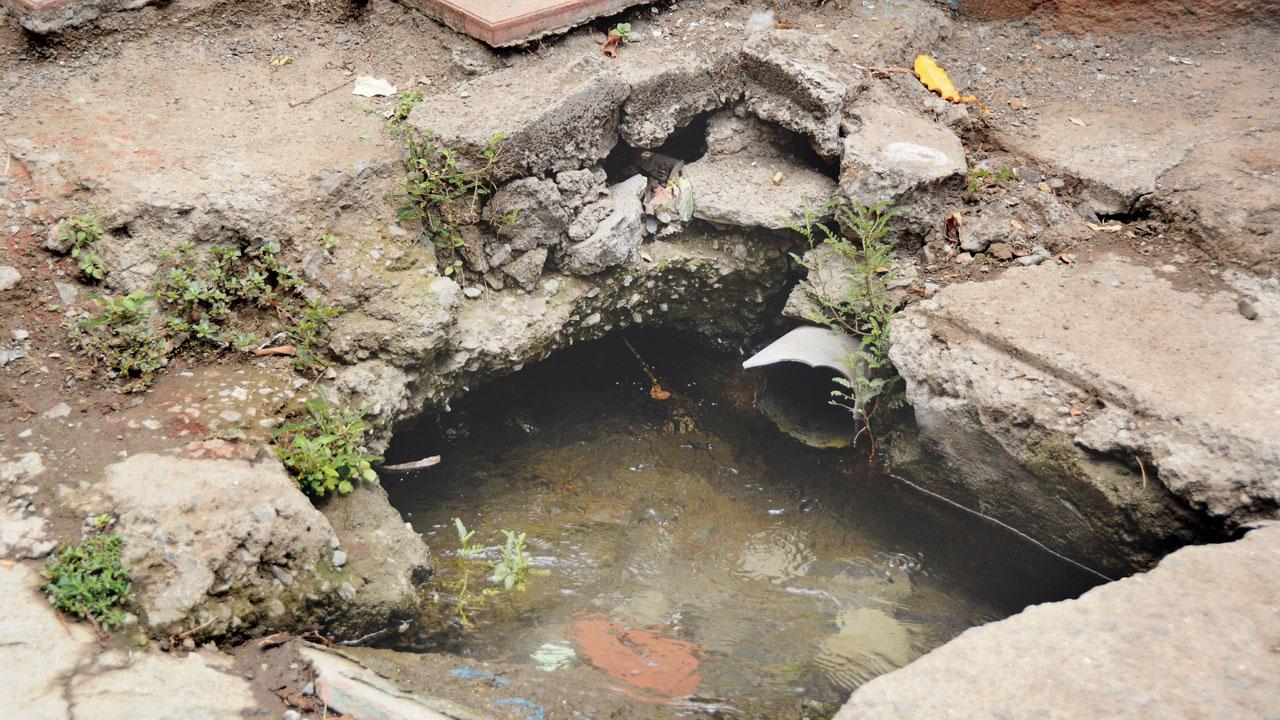 Water from the tunnel was being pumped into this storm water drain at the work plot. File pic/Sayyed Sameer Abedi