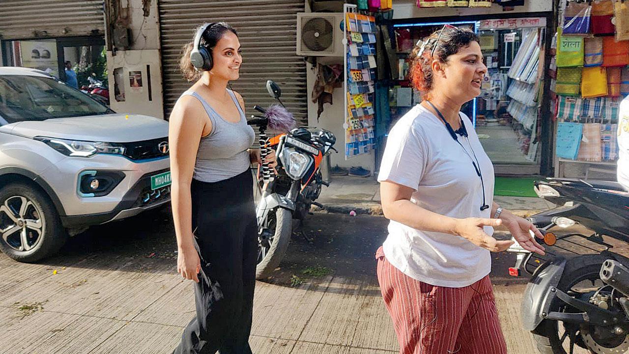 (From left) Menaka Raman and Jahnavi Samant during the walk
