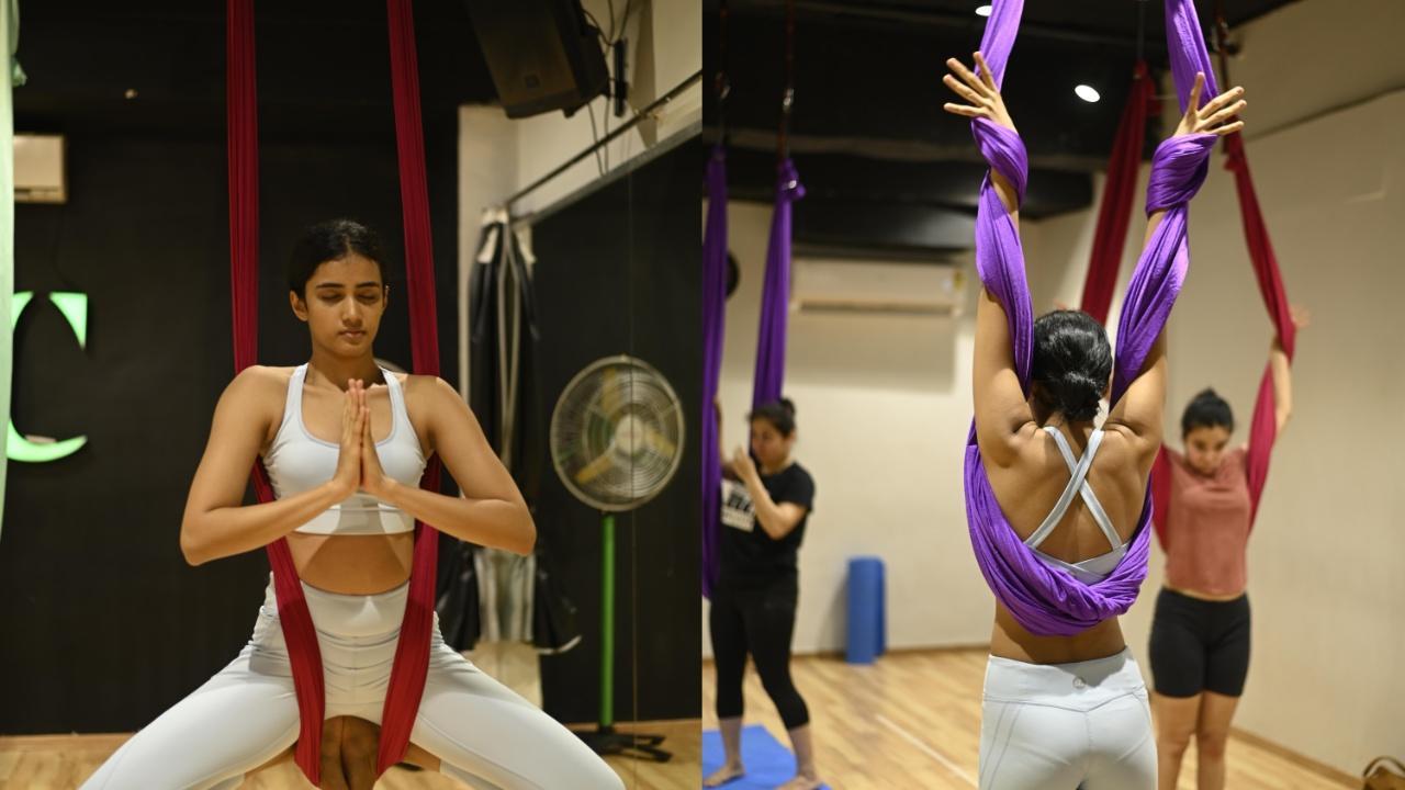 Aerial yoga has been gaining a lot of popularity recently. From watching people perform fancy movements to thinking about giving it a shot, many are finding themselves in better form. Photo Courtesy: Niyoshi Marfatia