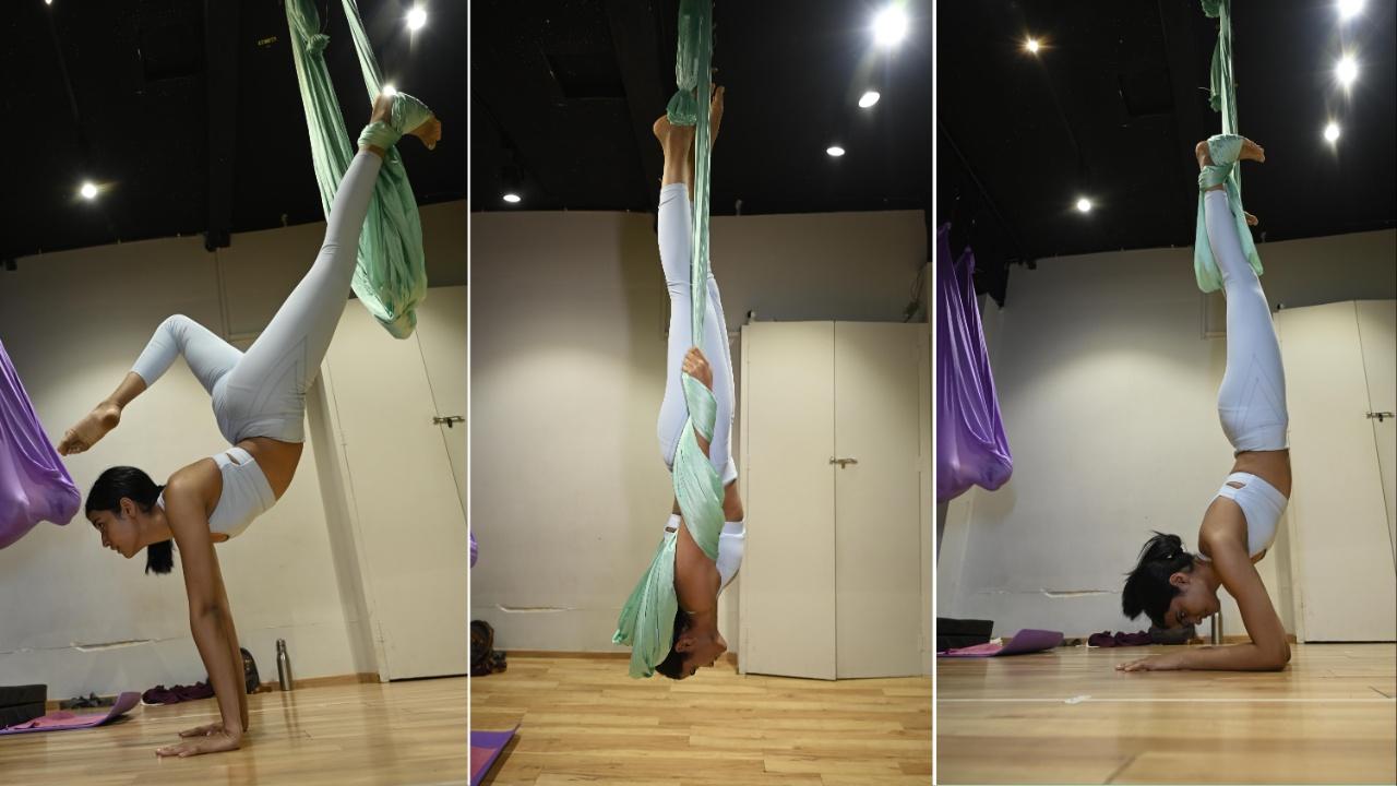 Aerial yoga is generally well-suited for adults of different ages and fitness levels. Individuals with specific health conditions or injuries should consult with a healthcare professional before beginning any new exercise routine, including aerial yoga. Teenagers should receive proper guidance and supervision from qualified instructors to ensure safety and proper technique. Photo Courtesy: Niyoshi Marfatia