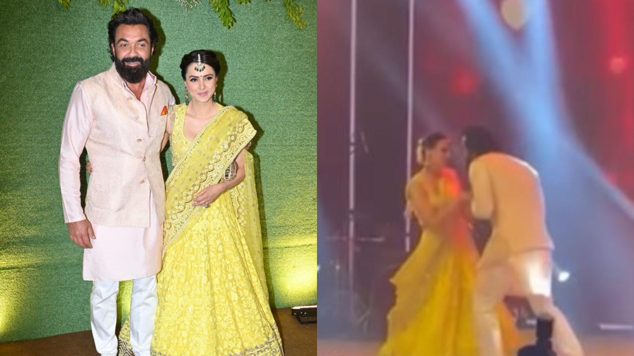 Karan Deol wedding Bobby Deol, wife Tanya dance on Humko sirf tumse pyaar haiat sangeet ceremony