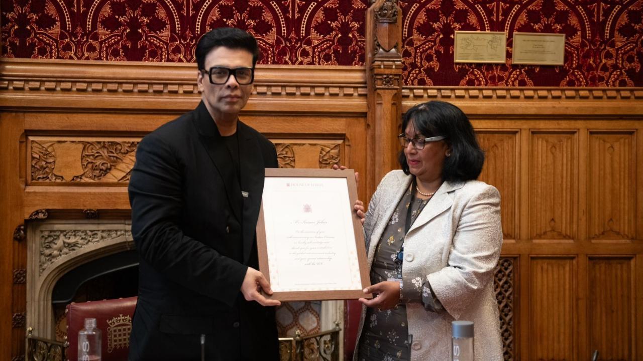 Karan honoured at British Parliament for contribution to entertainment industry