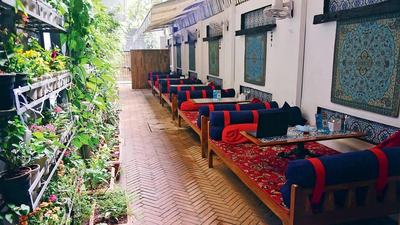 Cafe Mommy JoonThis space has cosy interiors and shamiana-like al fresco seating (above) along with a mind-boggling variety of Middle Eastern preparations. It is open from 12 pm to 12 am.Location: Sunrise Building, Linking Road, Bandra West.Contact: 9820281080