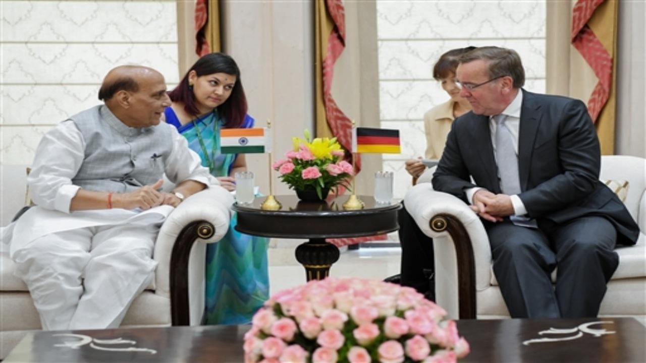 India and Germany explored ways to co-develop key military platforms with German Defence Minister Boris Pistorius showing keen interest in New Delhi's mega plan to procure six stealth conventional submarines. Photos/PTI/ANI