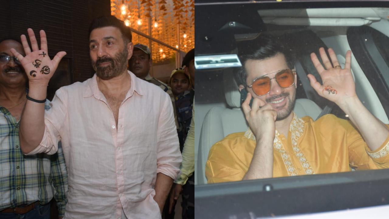 Sunny Deol flaunts his mehendi at son Karan Deol's pre-wedding festivities