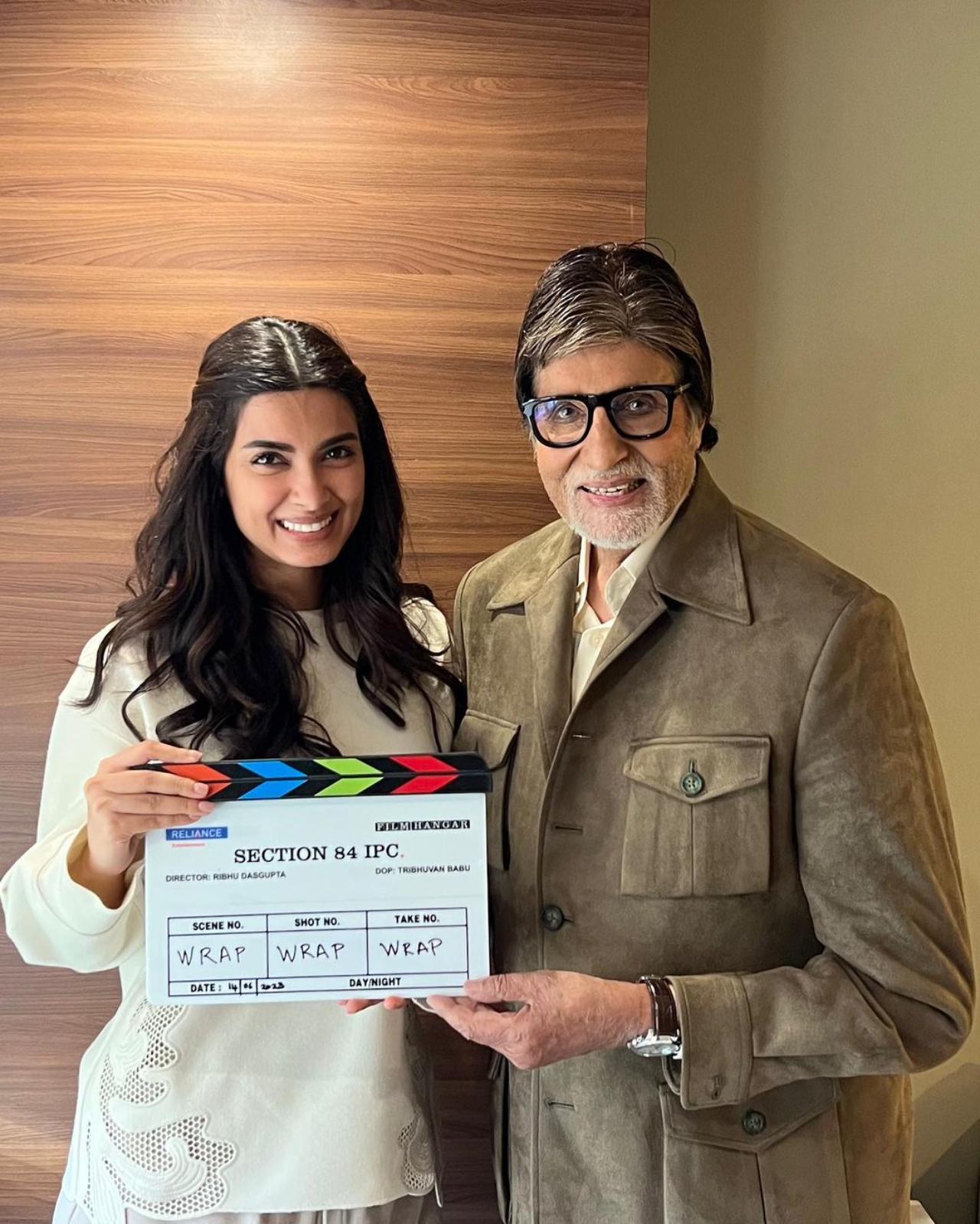 The actress said, “And it's a WRAP. On what has been an incredibly special journey for me. Before we began shooting #Section84, I was beyond excited to be working with @amitabhbachchan for the first time, but also so damn nervous!! But now that we've been through a film together I can safely say, it has been one of the most enriching experiences of my career. As an actor, I finally know what it means to 'BE' in a scene. Mr. Bachchan allows you to do that, and gives you space to do so much more. Watching and observing him is like witnessing a masterclass
