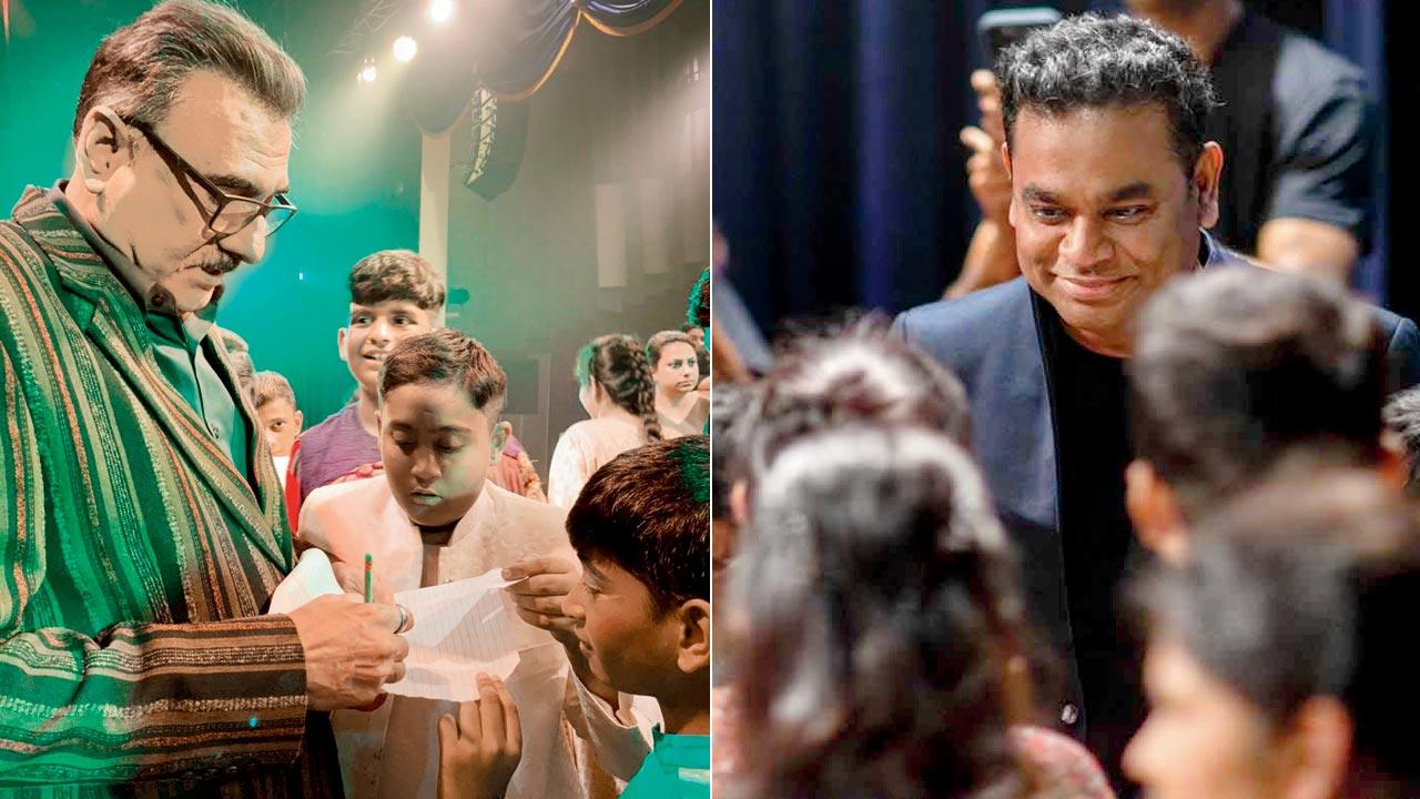 Boman Irani after the performance; (right) composer AR Rahman at the premiere