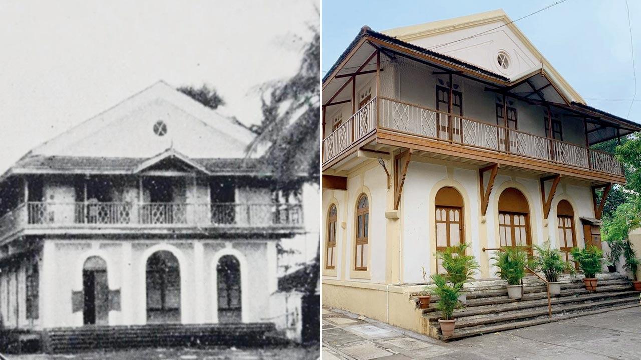 (From left) Bosco Hall in the 1920s as mentioned in Braz Fernandes’ book; (above) the hall as it looks today. Pic Courtesy/Instagram