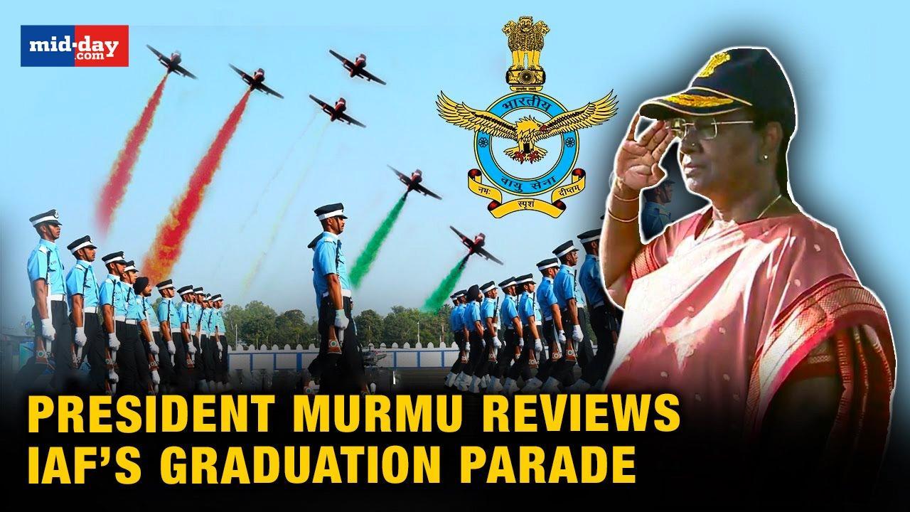 Telangana: President Murmu reviews IAF’s combined graduation parade in Dundigal