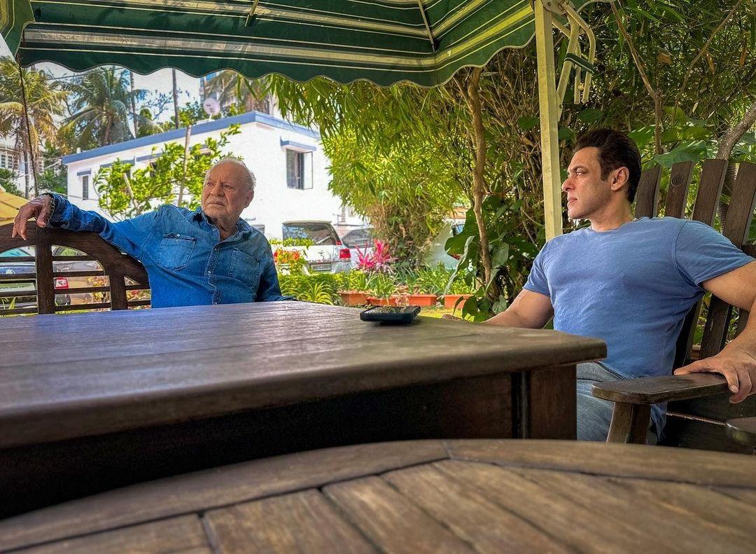 Salman Khan took to Instagram to post an image with dad Salim Khan, the father-son twinning in blue. He captioned the post 'Happy Father’s Day daddy …'