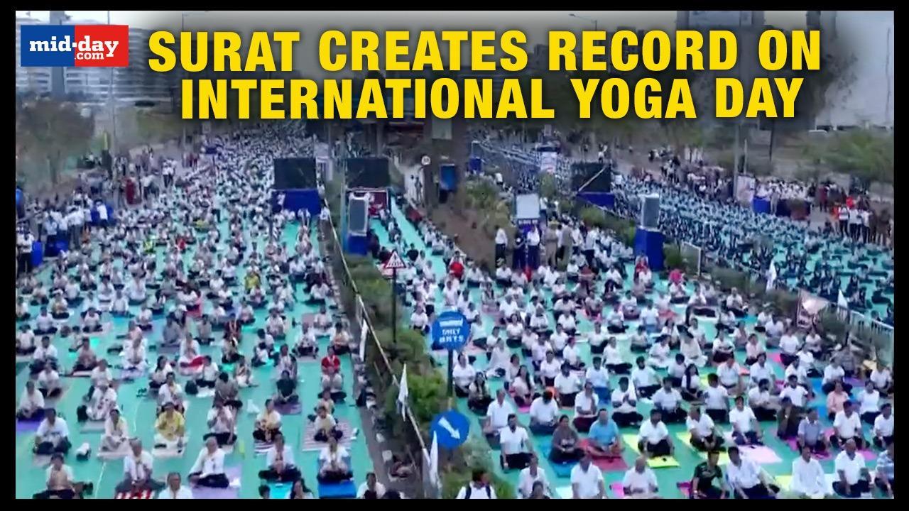 International Yoga Day 2023: Surat: Over 1L people participate in yoga event