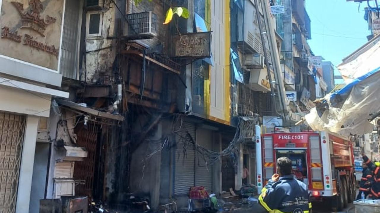 As some portions of the first and second-floor ceiling along with a part of the staircase fell off, the firefighting operation was carried out from outside the building as a precautionary measure, the BMC official said. The cause of the fire is being ascertained