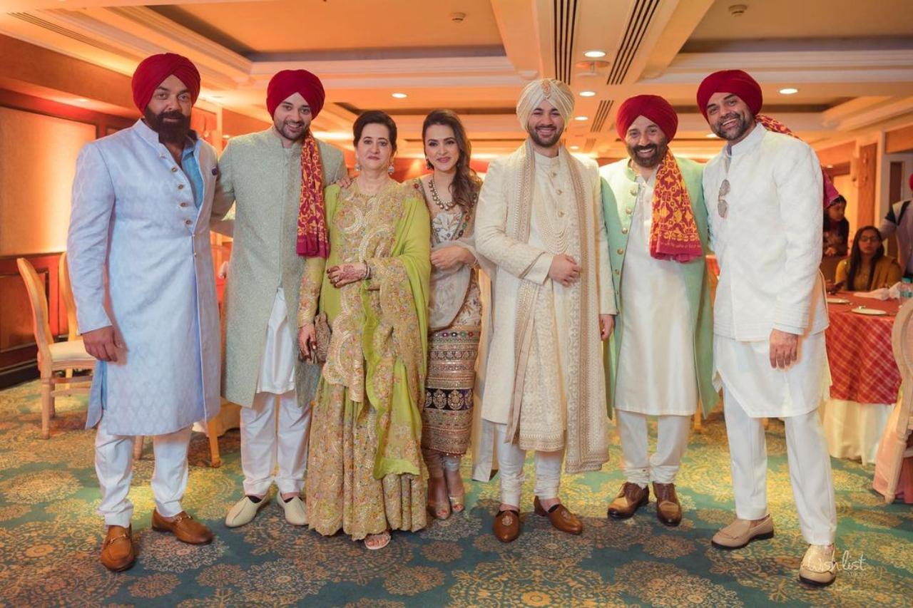 Actor Sunny Deol's son Karan Deol, on Tuesday, dropped a string of new adorable pictures from his wedding and reception ceremony