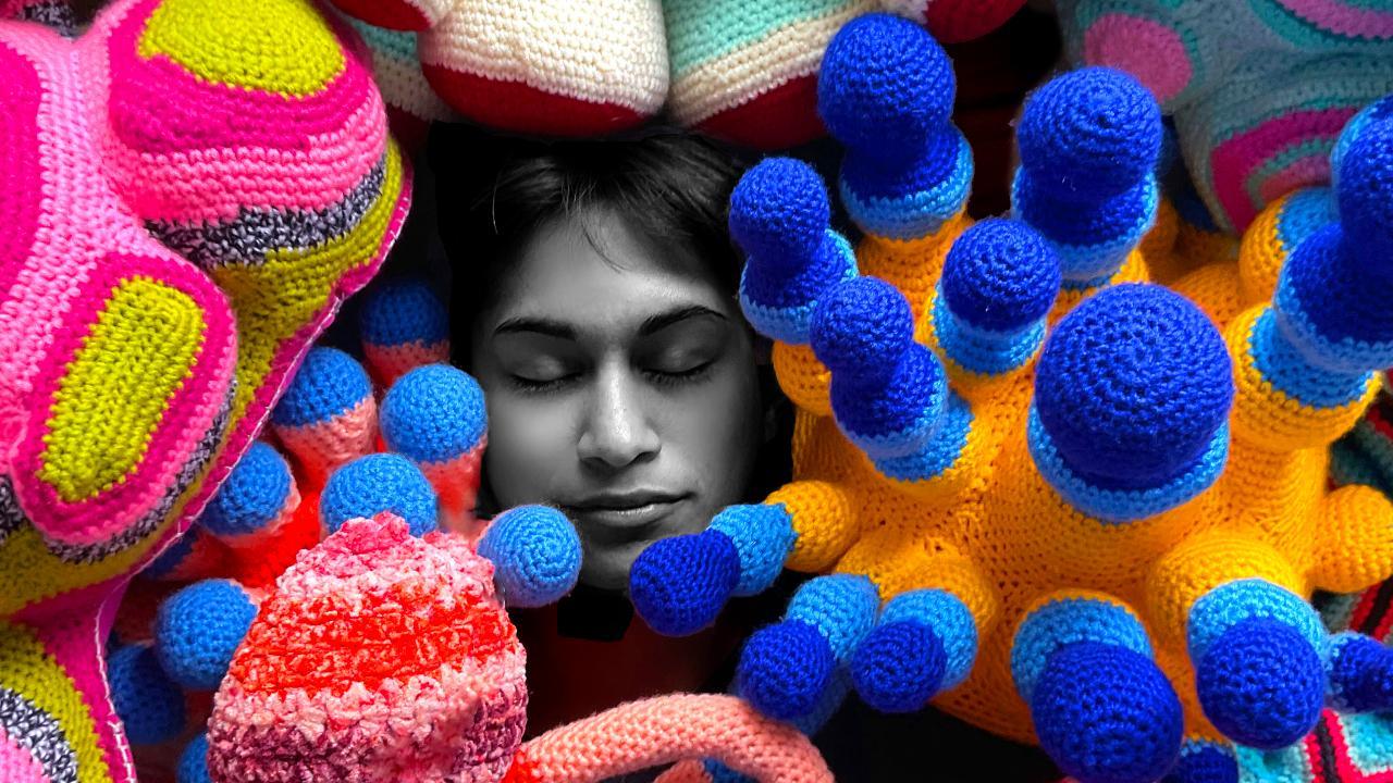 Queer artist liactuallee explores alternate worlds with crochet and embroidery