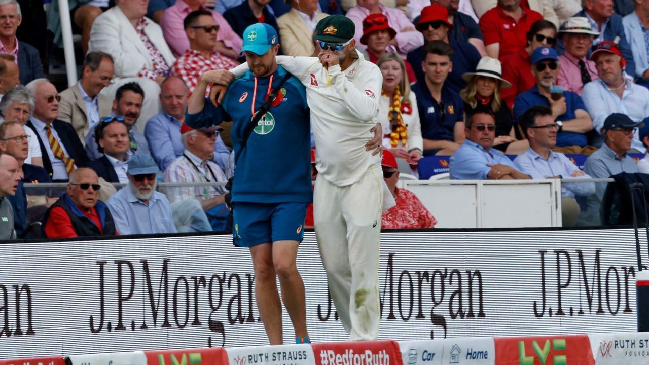Ashes 2023: Nathan Lyon limps off the field after suffering right calf injury