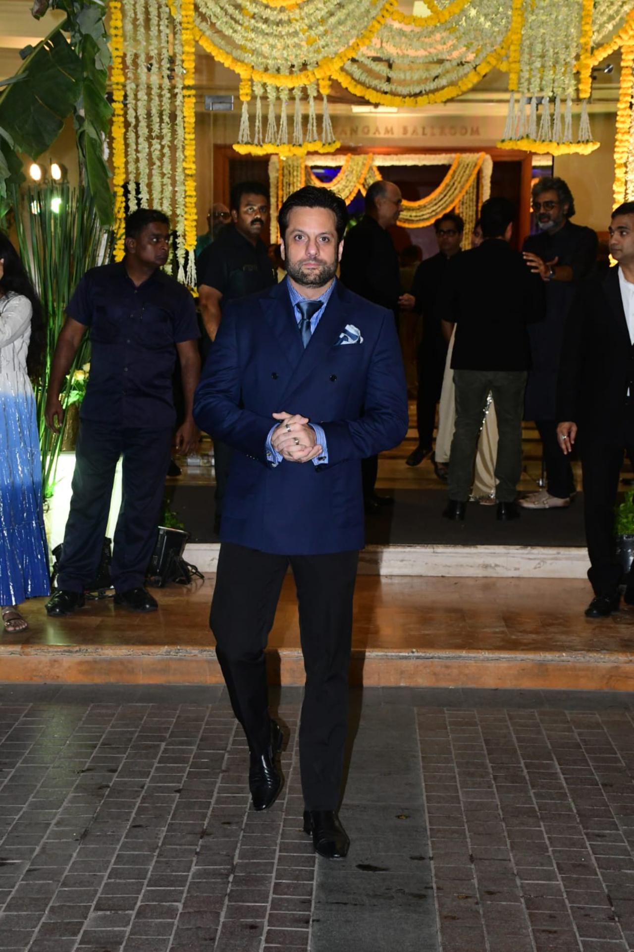 Fardeen Khan, who will soon be making his film comeback, was seen looking dapper in a blue suit