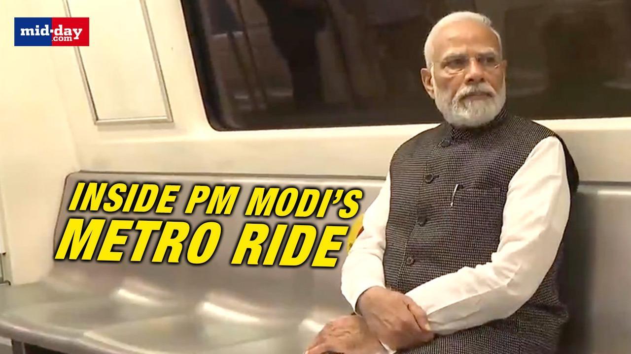 PM Modi takes the Delhi metro to attend Delhi University event