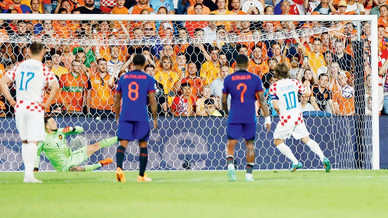 Croatia skipper Luka Modric converts a penalty against the Netherlands in Rotterdam. Pics/AFP