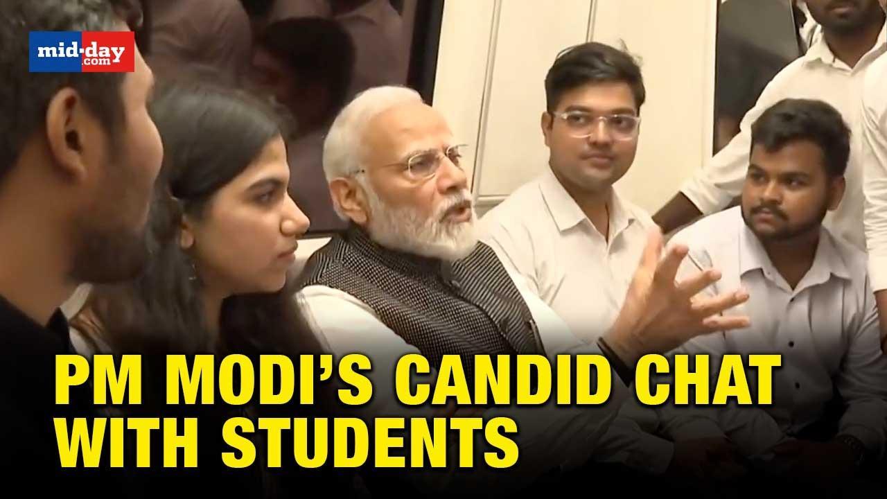 PM Modi shares candid moments with students onboard Delhi metro