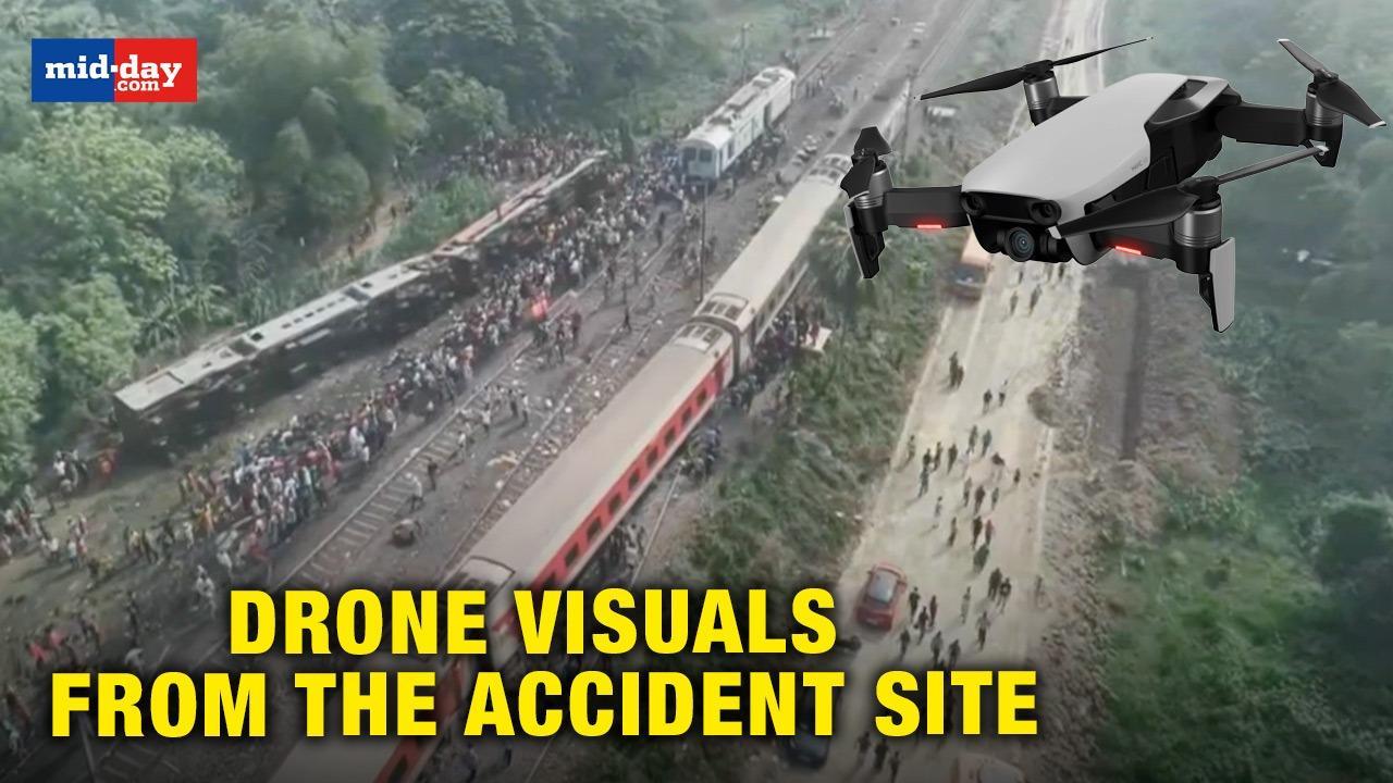 Odisha train mishap: Watch drone visuals from the accident site