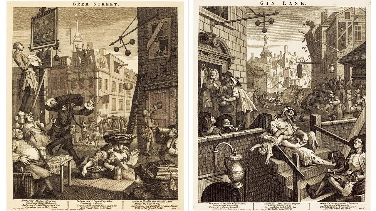 Five Indian artists have recreated Beer Street and Gin Lane (1751) by English artist William Hogarth. Pic/Getty Images