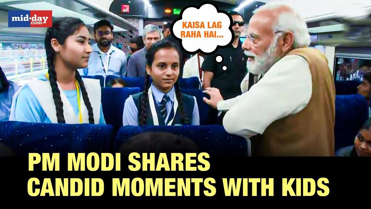 PM Modi shares candid moments with kids on board Vande Bharat Express in Bhopal