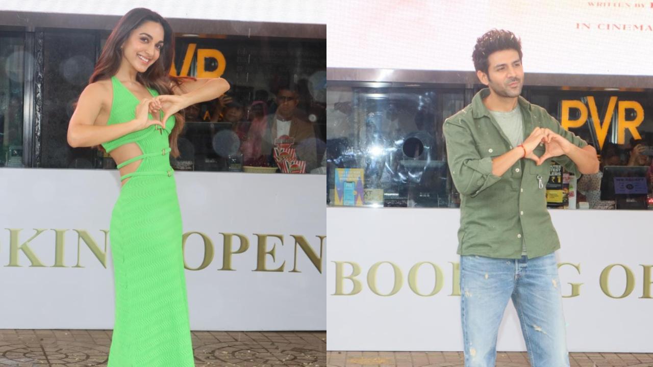 Kiara looked stunning in her sleek mint green dress with cut-outs at the waist. Kartik Aaryan was dressed in a simple jacket and jeans and looked cool yet casual