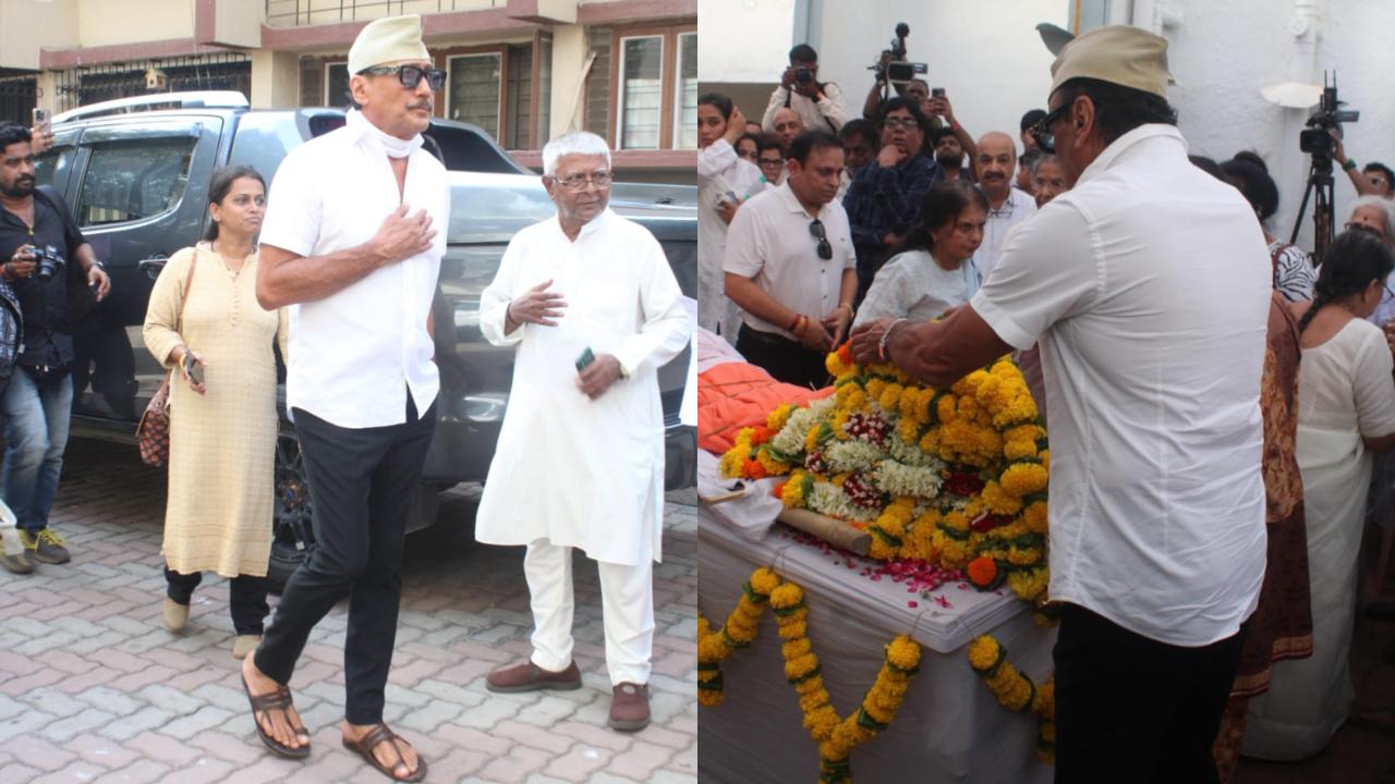 Bollywood actor Jackie Shroff also marked his presence at the funeral and offered his last respects to the late Sulochana Latkar with a garland.