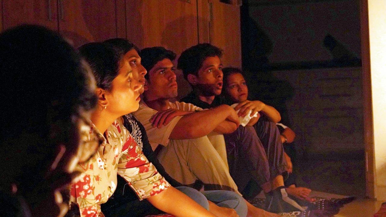  A mixed-bag audience of adults, children and elderly attended the recent showing at a flat in Kalwa
