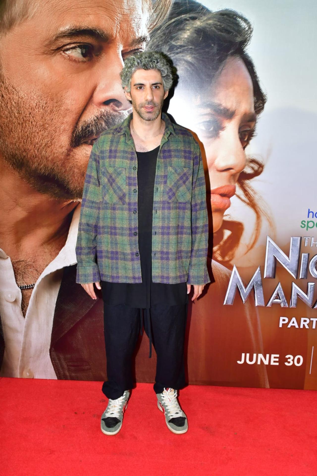 Jim Sarbh aarrived solo looking good in a striped blazer over black t-shirt and pants