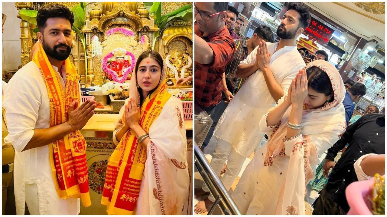 Vicky Kaushal, Sara Ali Khan visit Siddhivinayak temple after success of film