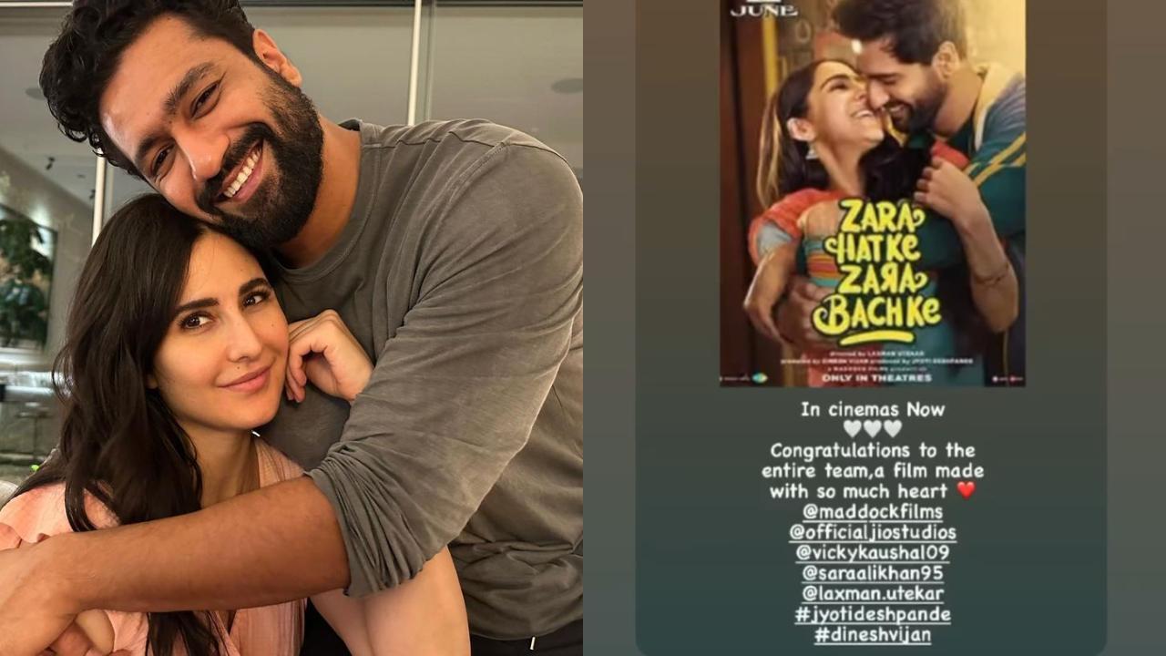 Recently, B-Town's beloved couple, Vicky Kaushal and Katrina Kaif, engaged in a romantic banter on Instagram when Katrina turned cheerleader for her actor-husband and praised his latest release 'Zara Bachke Zara Bachke' on her IG story. Taking to her Instagram stories, Katrina shared a poster of the film featuring Vicky Kaushal and Sara Ali Khan. She wrote: 