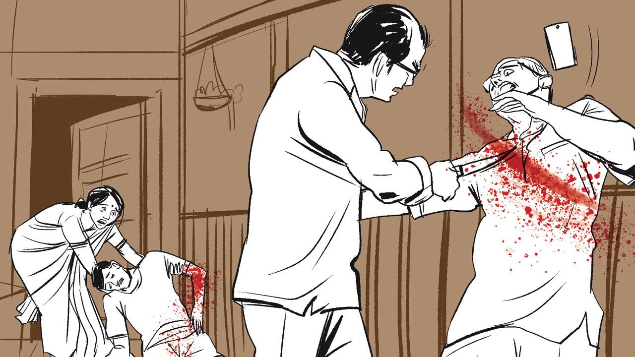Meanwhile, Rakshaben noticed Waghmare lying hurt right in front of her house and pulled him inside and locked the doors, he recalls, adding that she gave him first aid. At last, Gala attacks Ilaben’s husband Jayendrabhai Mistry, 77. Illustrations/Uday Mohite