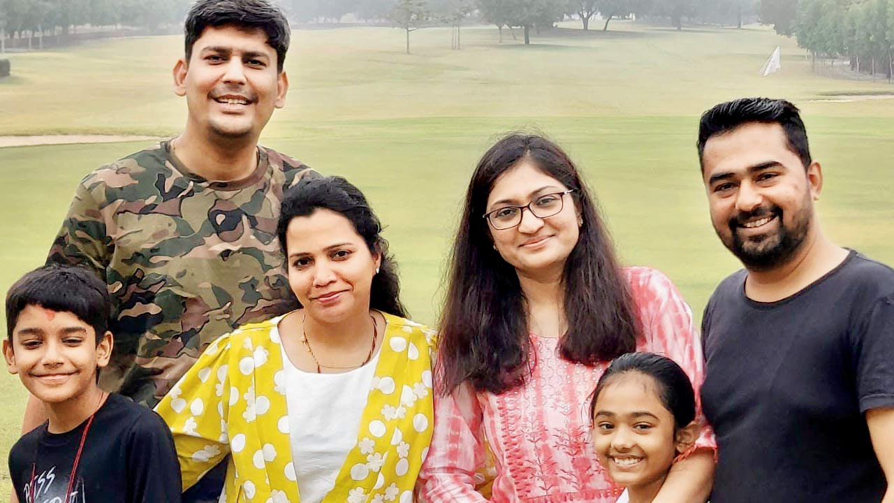 Founders of Majestic Garbh Sanskar (from left) Prashant and Daya Agrawal, Jayshree and Hardik Upadhyay with their children