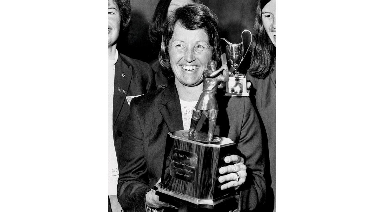 England captain Rachel Heyhoe-Flint with the St Ivel Trophy in 1976. PIC/GETTY IMAGES