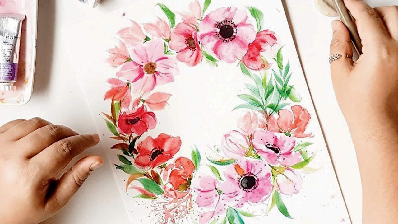 This Mumbai art workshop will teach participants to paint beautiful floral wreaths, foliage