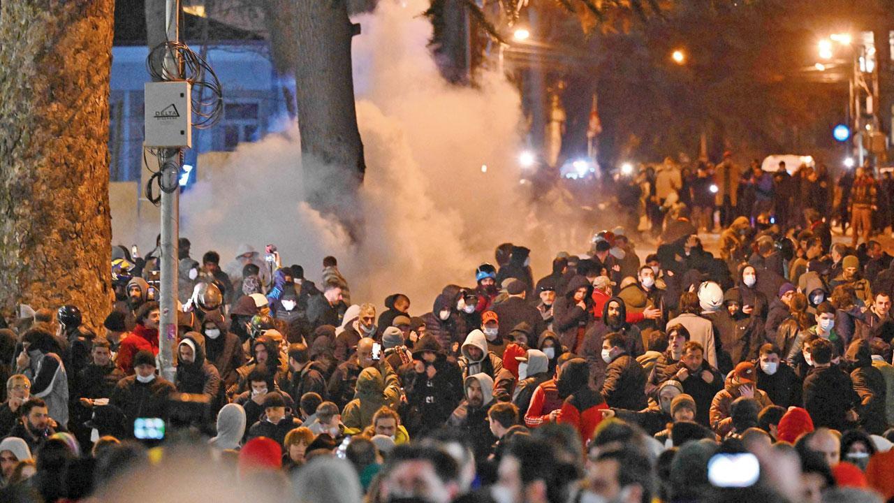 Georgian police use tear gas to halt protest against ‘foreign agents’ law