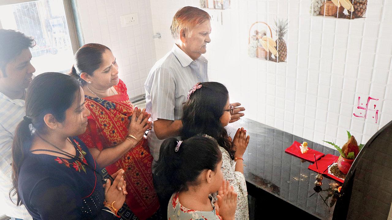 Amrut Jain’s family performs pooja on Gudhi Padwa in their new house in the building