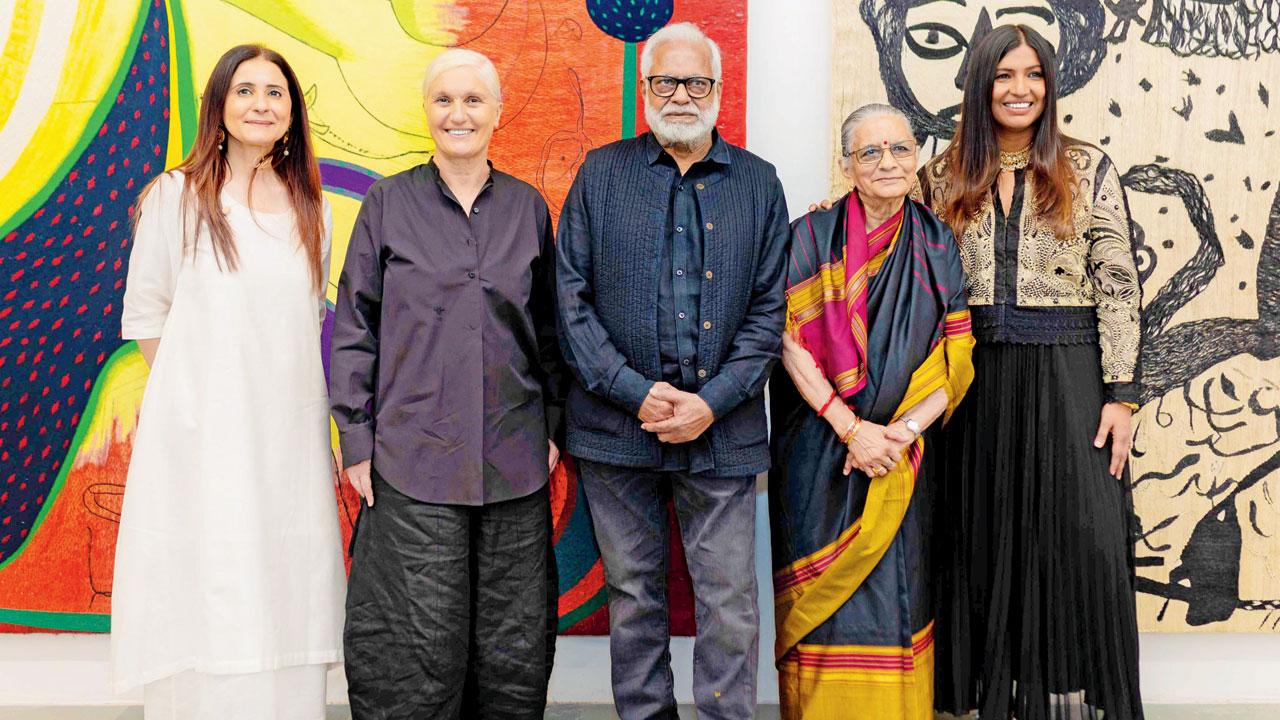 (From left) Inakshi Sobti, Maria Grazia Chuiri, Manu and Madhvi Parekh and Karishma Swali at the launch of Mul Mathi  