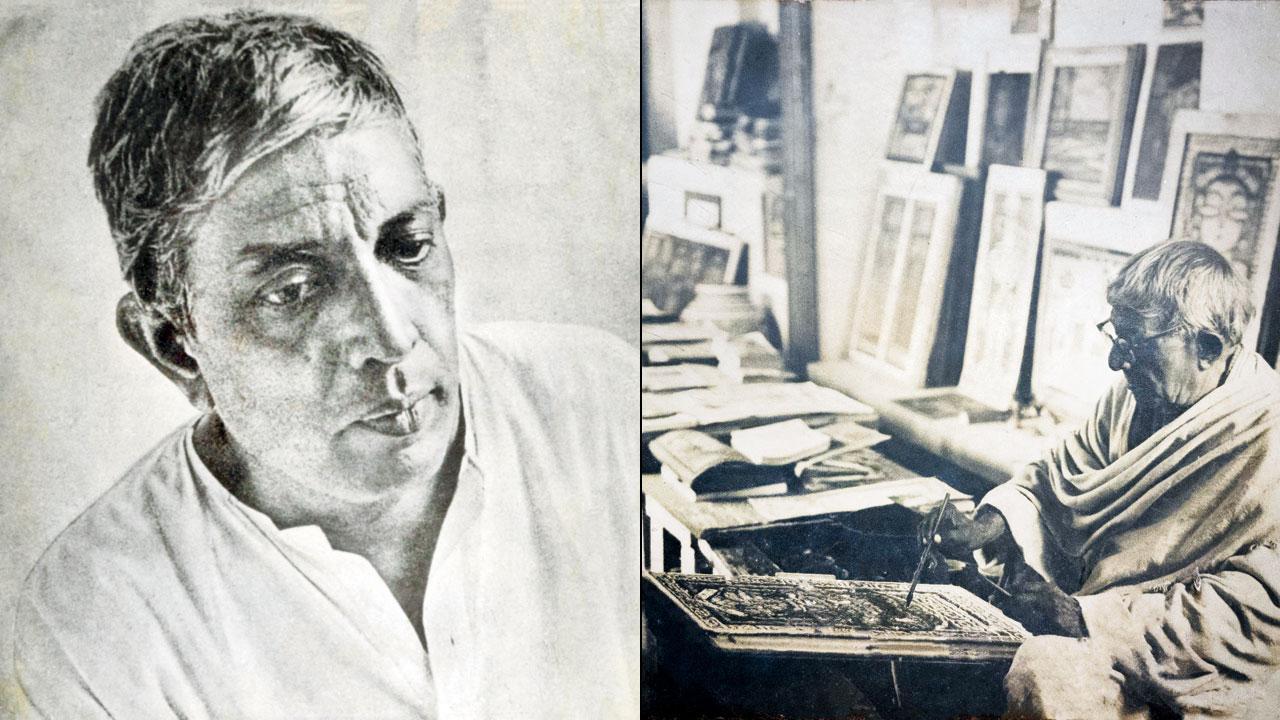 Jamini Roy (right) the artist in his study. Pics Courtesy/DAG