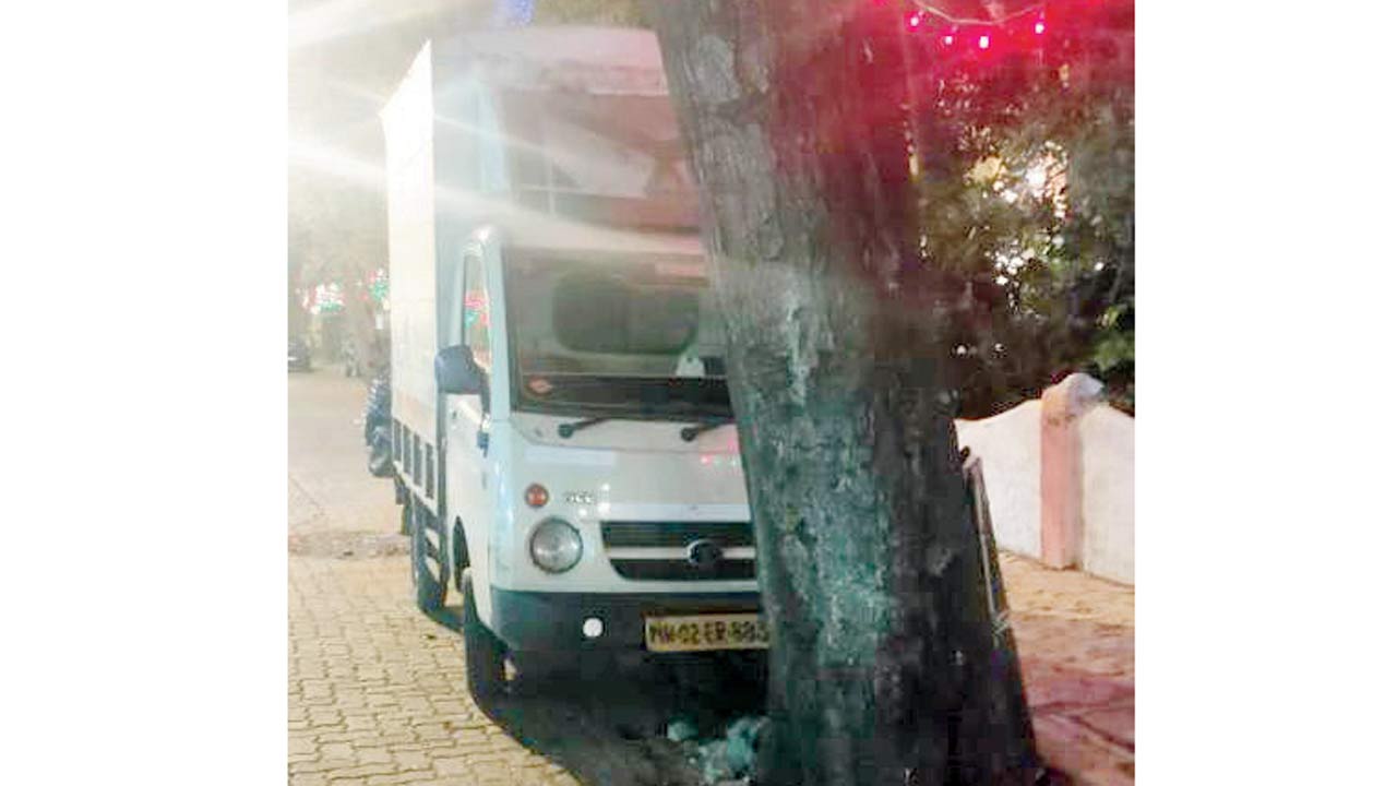 A mini truck parked in a residential locality in Khar