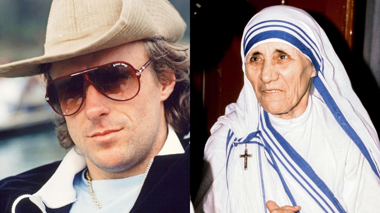 Swedish tennis legend Bjorn Borg in Nepal on January 29, 1983; (right) the late Mother Teresa. Pic/Getty Images