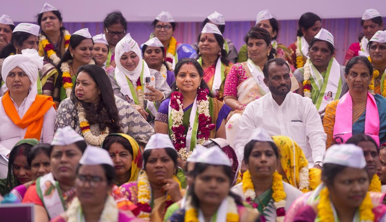 BRS leader K Kavitha leads hunger strike demanding early passage of Women's Reservation bill
