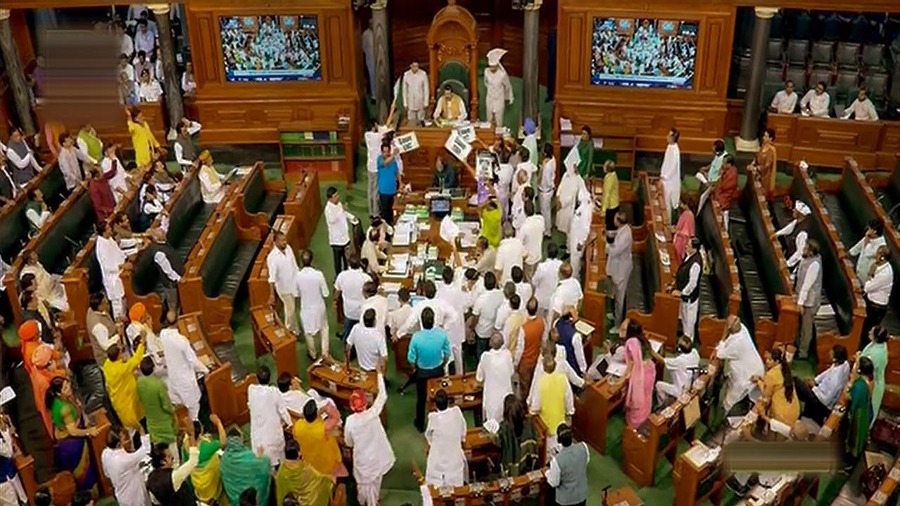 Lok Sabha adjourned for the day amid Opposition, govt face-off over Rahul Gandhi's remarks